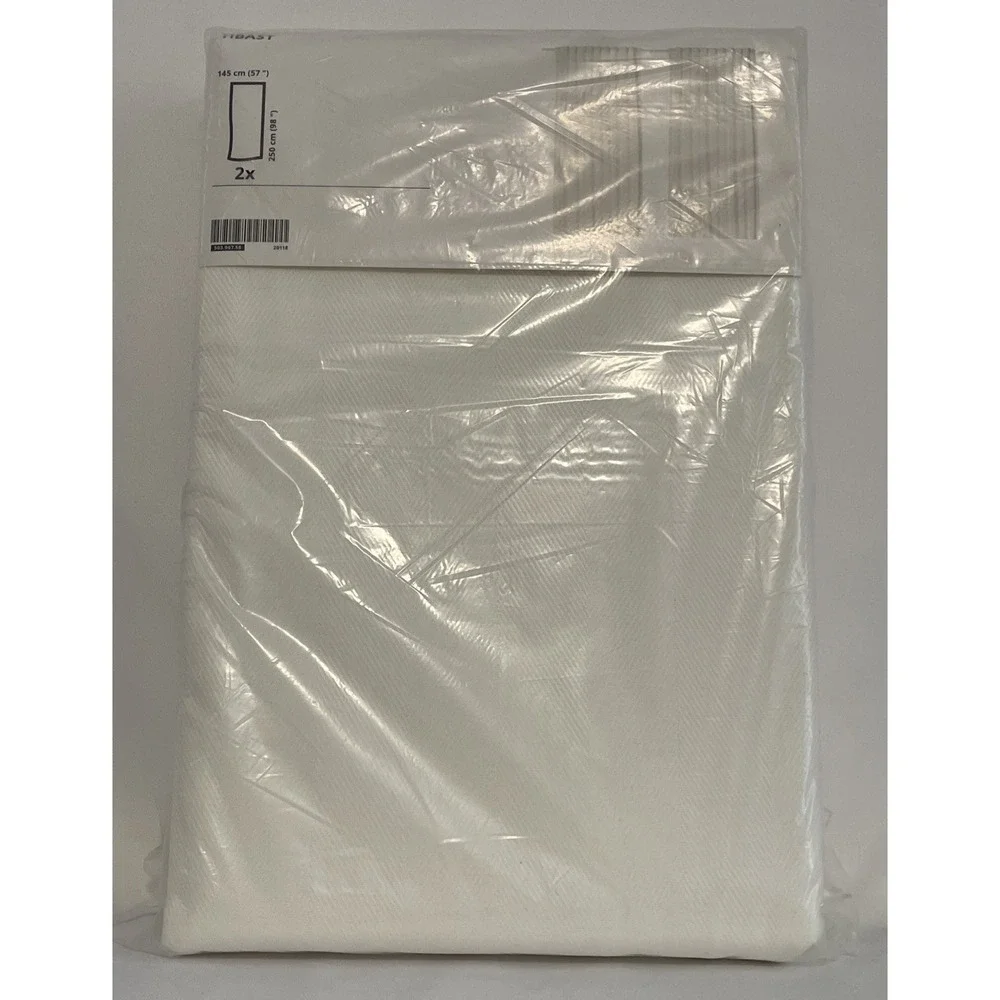 NEW IKEA TIBAST Curtains (pair) White 100% Cotton 57x98 Still In Sealed Package
